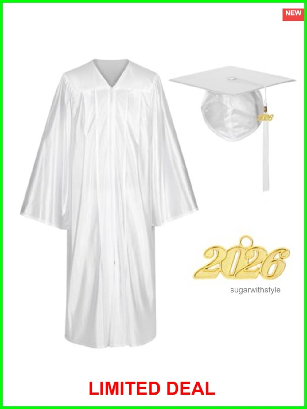 Graduation Cap Gown Set Shiny Polyester Tassel 2026 High School College